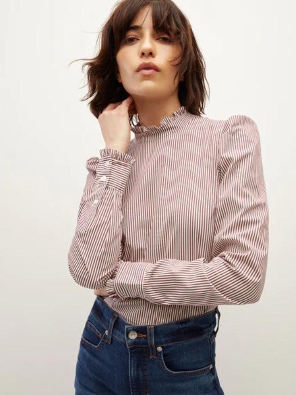 Veronica Beard Alford Striped Poplin Shirt